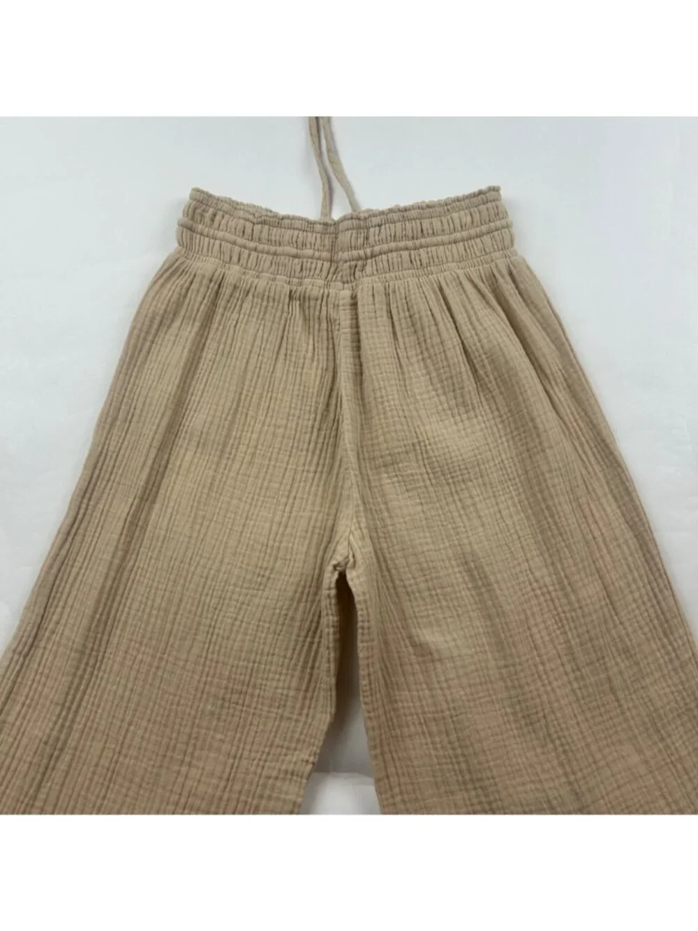 Magaschoni Khaki Crinkle Organic Cotton Lounge Pant XS